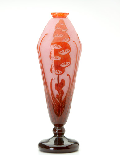 Appraisal: CHARLES SCHNEIDER LE VERRE FRANCAIS Etched and enameled vase decorated