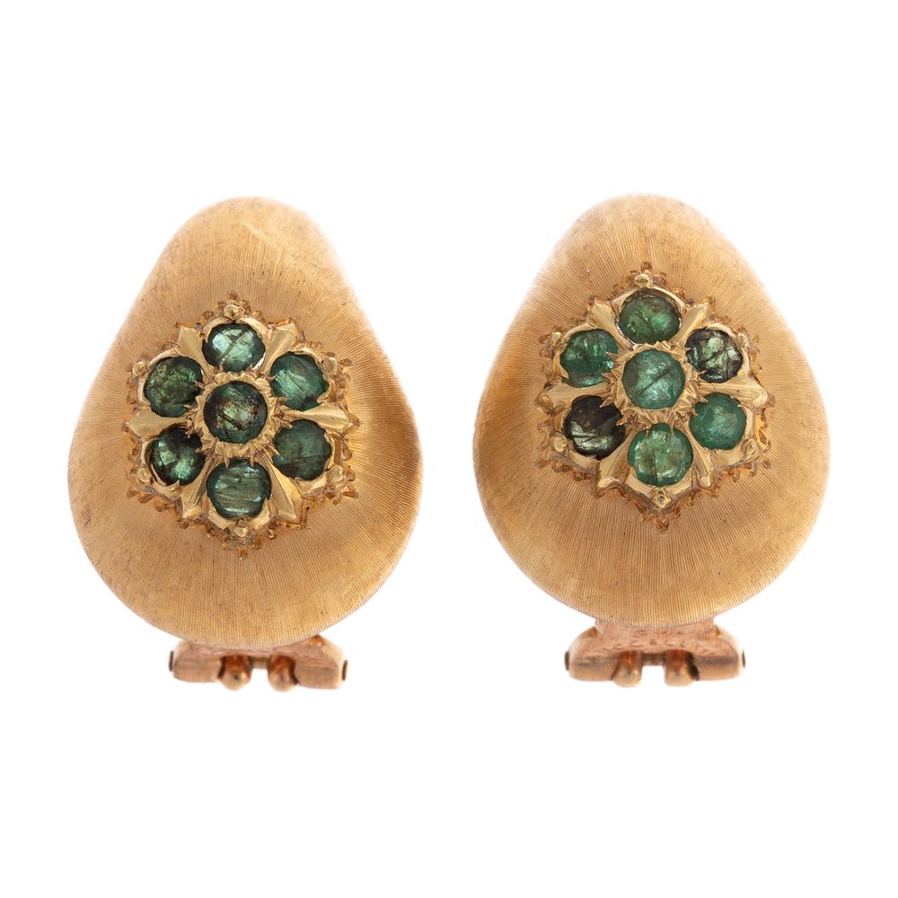 Appraisal: A Pair of Emerald Earrings by Buccellati in K K