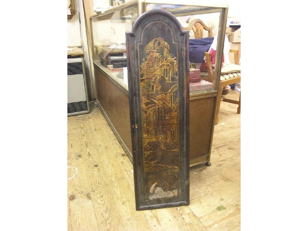 Appraisal: An early th century oak longcase clock trunk-door lacquered with