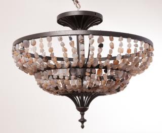 Appraisal: Tumbled Stone Chandelier Metal frame with tumbled and polished stone