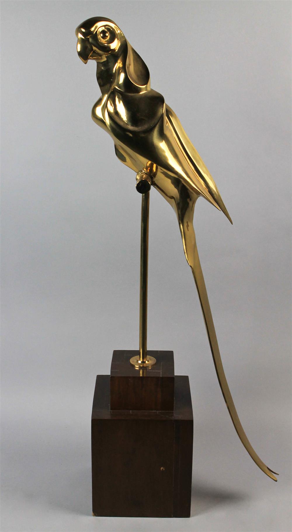 Appraisal: CONTEMPORARY BRASS STUDY OF MACAW ON A PERCH raised on