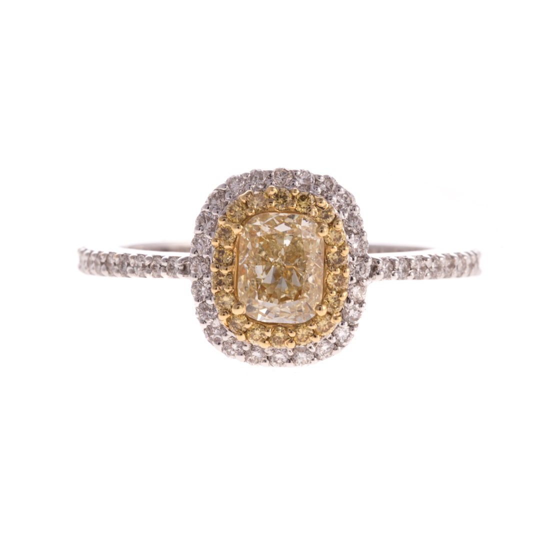 Appraisal: A Lady's Cushion Yellow Diamond Ring in K K white