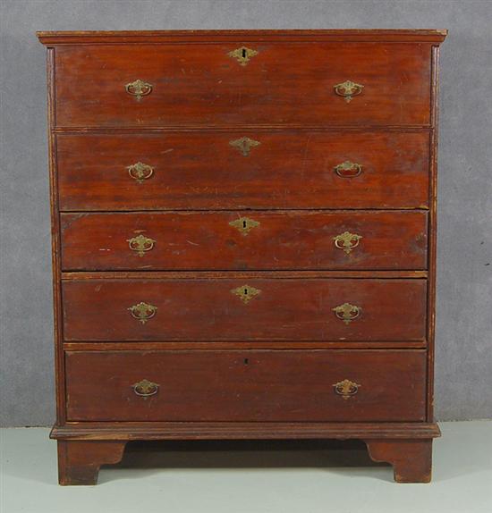 Appraisal: Pine Lift-Top Blanket Chest th Century Two faux over three