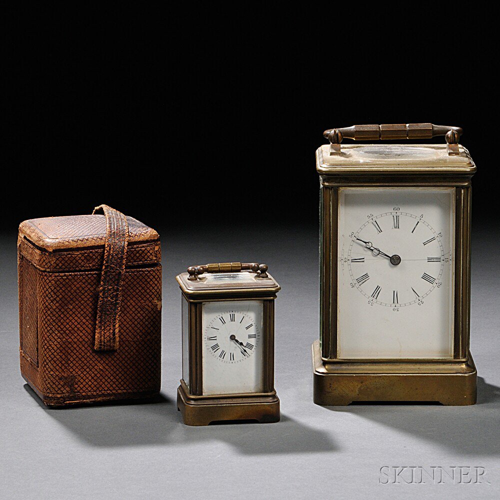 Appraisal: Two Brass and Glass Carriage Clocks each of typical form