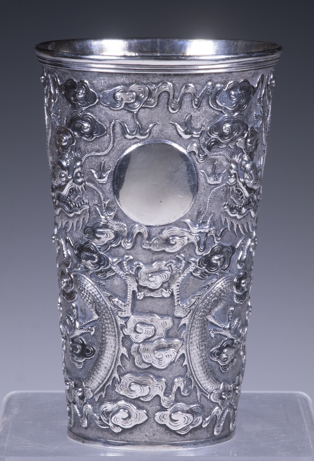 Appraisal: CHINESE EXPORT SILVER DRAGON BEAKER Late th c Chinese Silver