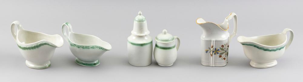 Appraisal: SIX PIECES OF LEEDS SOFT PASTE PORCELAIN EARLY TH CENTURY