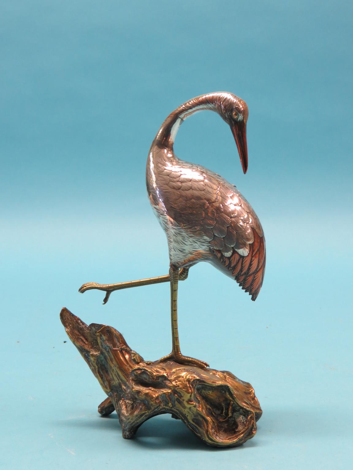 Appraisal: An unusual Oriental silver copper and bronze ostrich silver and