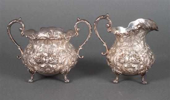 Appraisal: American repousse sterling silver cream jug and open sugar bowl