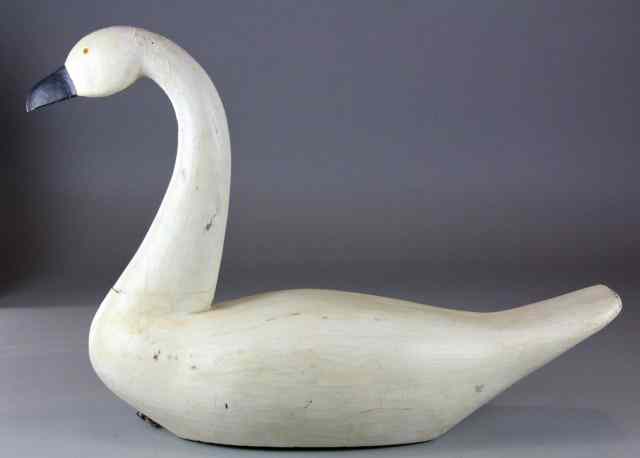 Appraisal: An American Carved Painted Swan Confidence DecoyDepicting an Anchor Bay