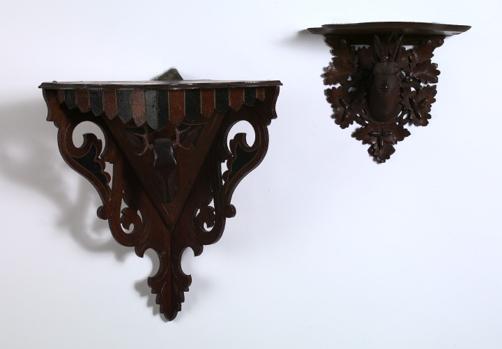 Appraisal: Large American Carved Scroll-Sawn Incise-Carved Parcel-Ebonized and -Gilt Walnut Corner