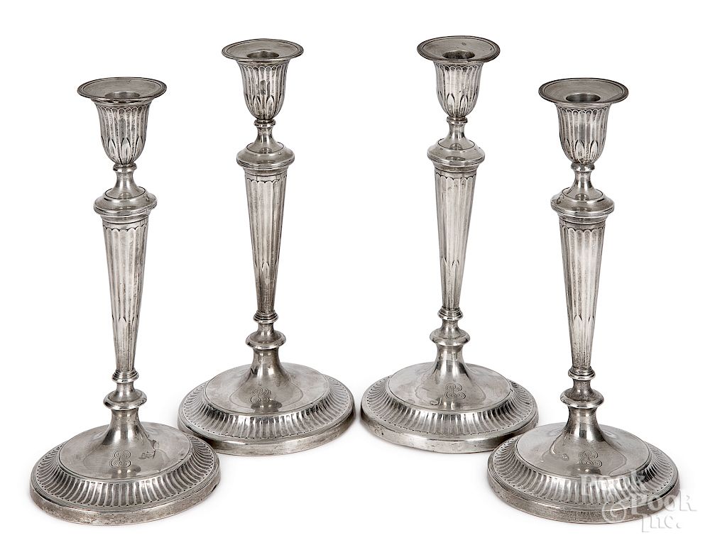 Appraisal: Set of four weighted sterling silver candlesticks Set of four