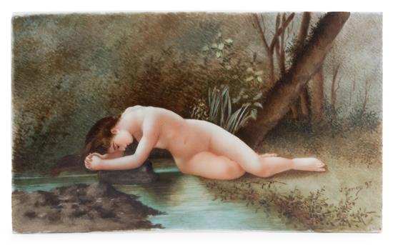 Appraisal: Sale Lot A Continental Porcelain Plaque of a nude woman