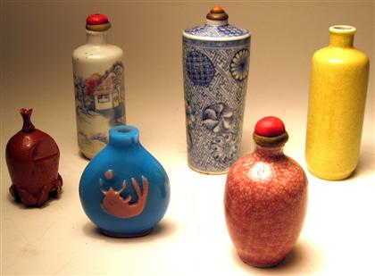 Appraisal: Six Chinese snuff bottles th th century