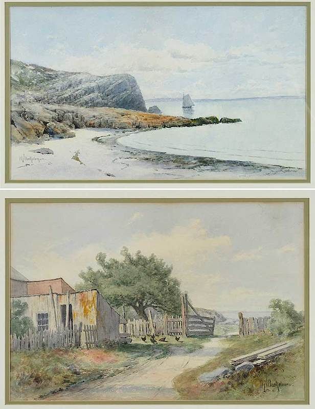 Appraisal: William Newton Bartholomew California Massachusetts - Two watercolors Farmyard signed