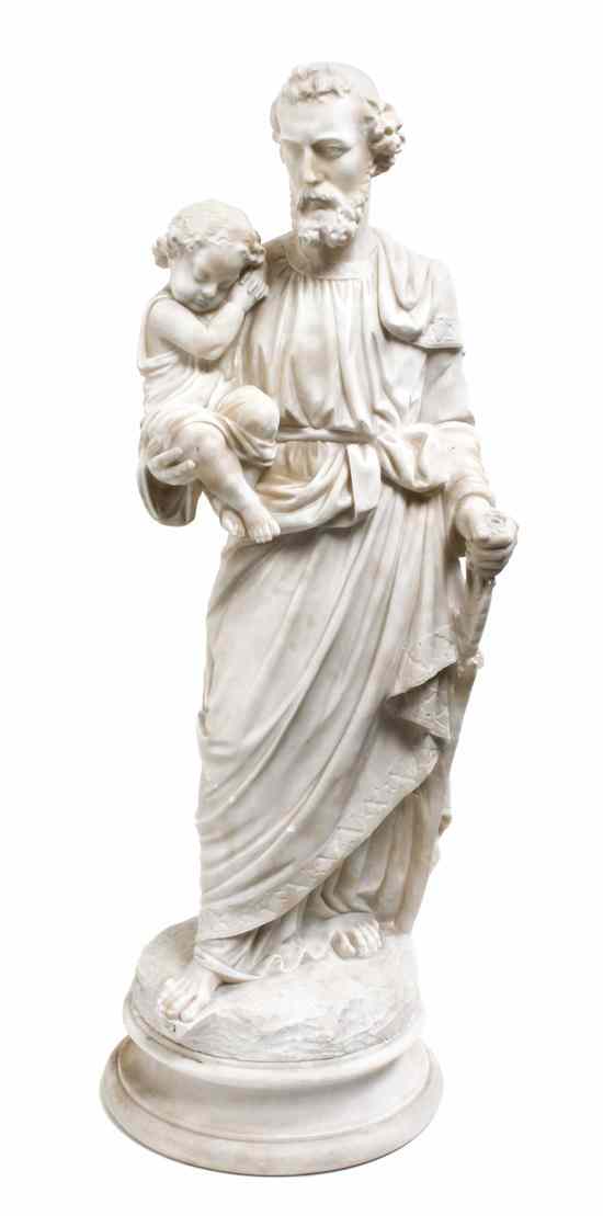 Appraisal: An Italian Marble Sculpture depicting Saint Joseph holding the Christ