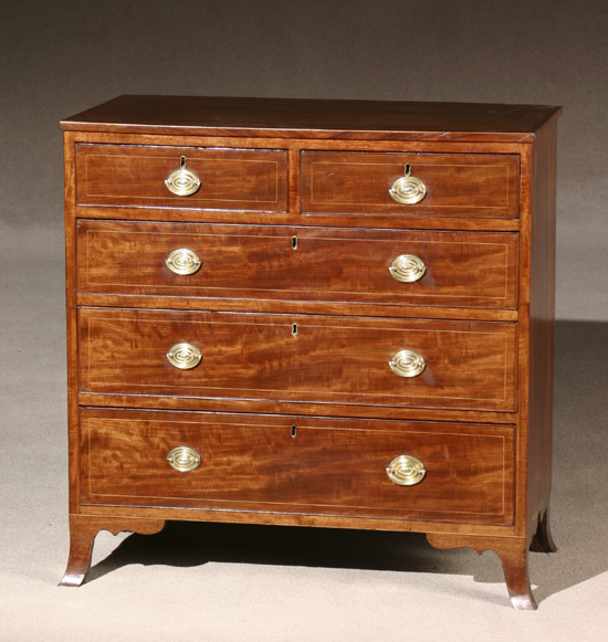 Appraisal: George III Style Satinwood Inlaid Mahogany Chest of Drawers Mid-