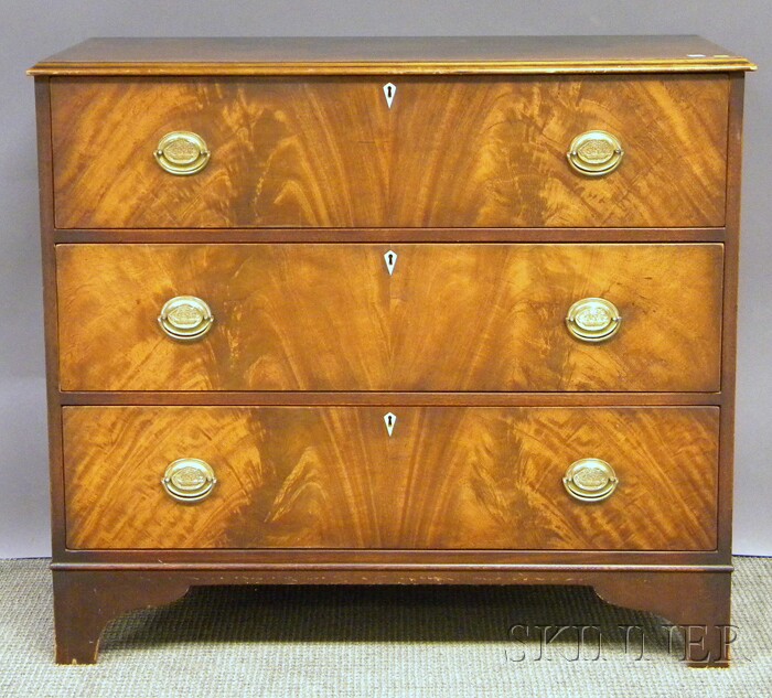 Appraisal: Georgian Mahogany and Mahogany Veneer Three-drawer Chest ht wd in