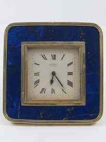 Appraisal: Silver gilt and lapis lazuli clock by Asprey London approx