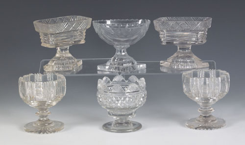 Appraisal: Six Anglo-Irish colorless glass salts ca tallest - h