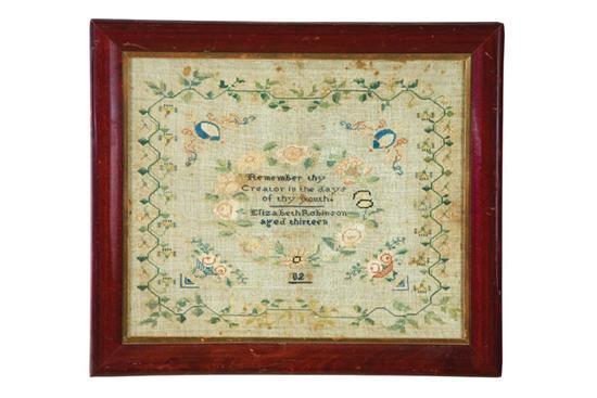 Appraisal: SAMPLER Elizabeth Robinson possibly New York silk on linen A