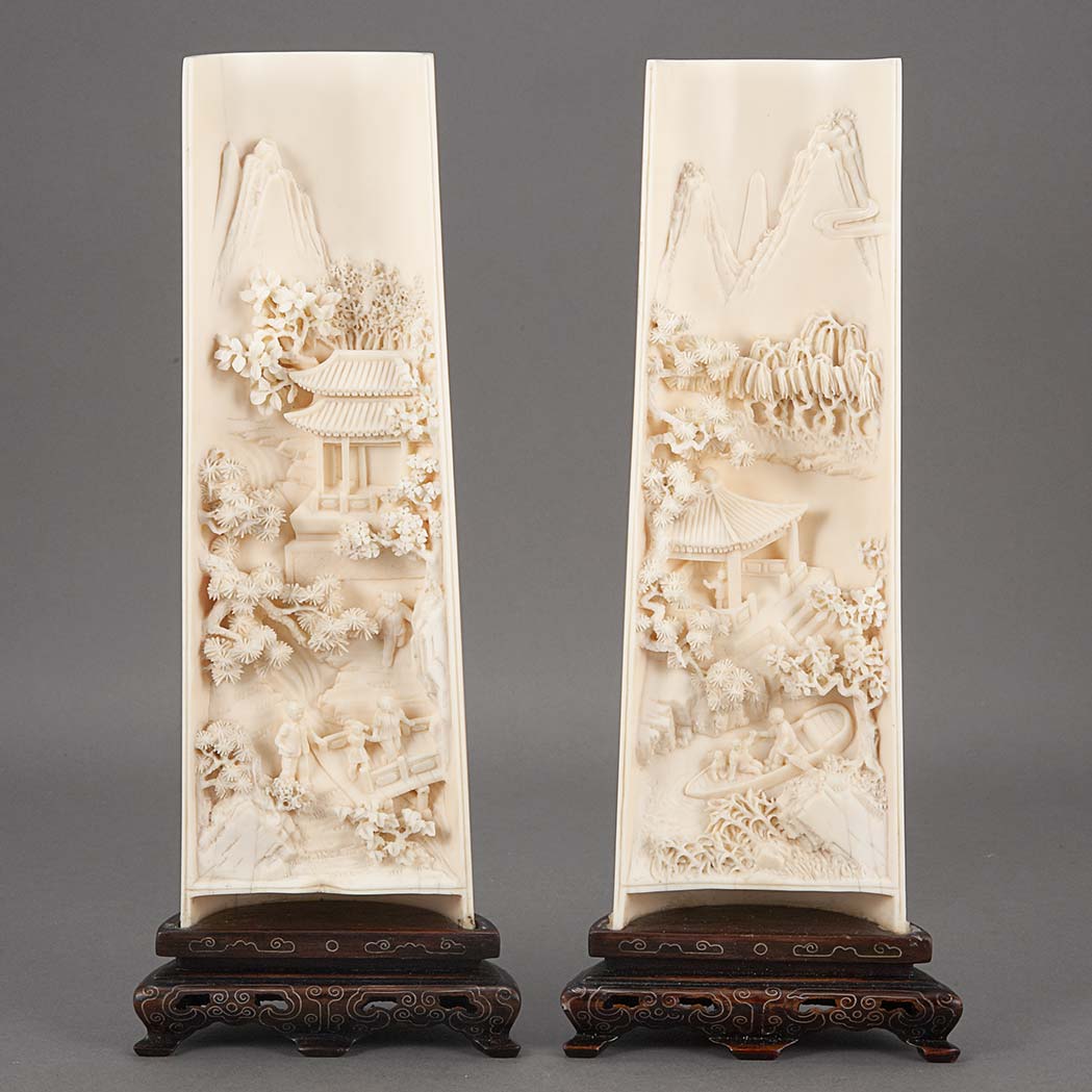 Appraisal: Pair of Chinese Ivory Wrist Wrests Early th century Of