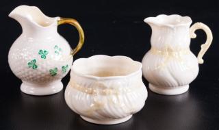 Appraisal: Belleek Ireland Pottery Trio One small dish and two creamer