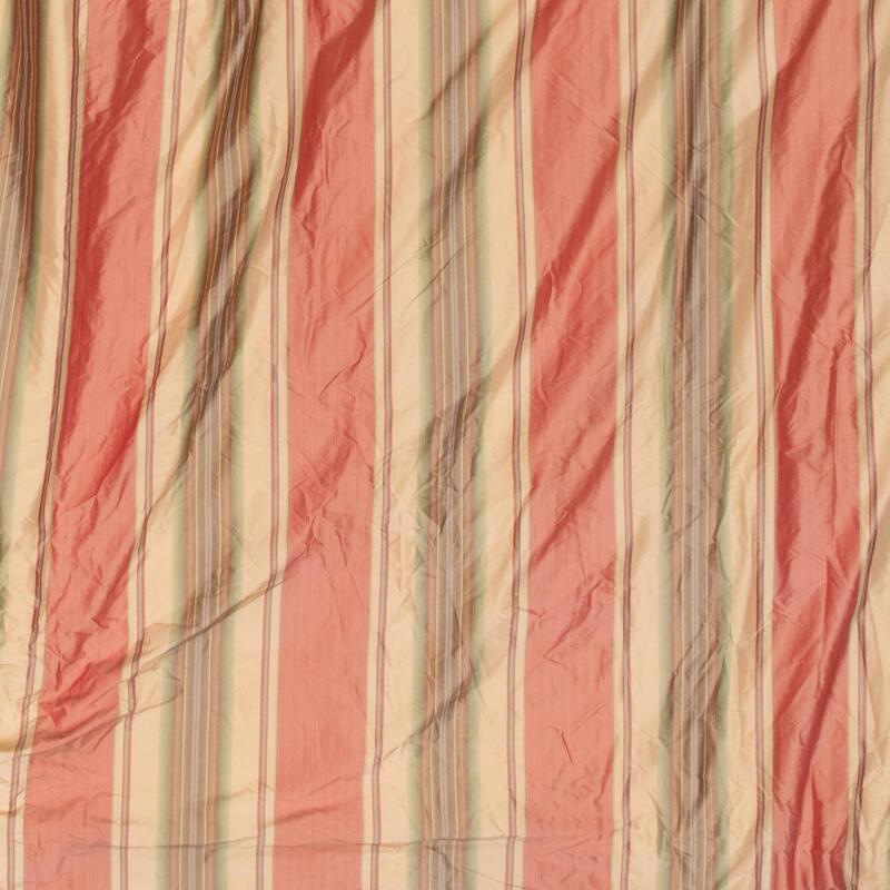 Appraisal: Pair of Striped Silk Curtains and a Matching Valance The