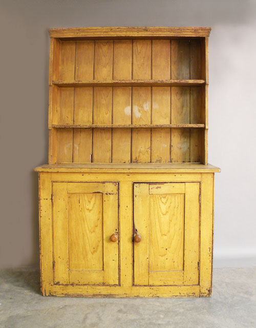 Appraisal: Ochre grain painted stepback cupboard h c h w