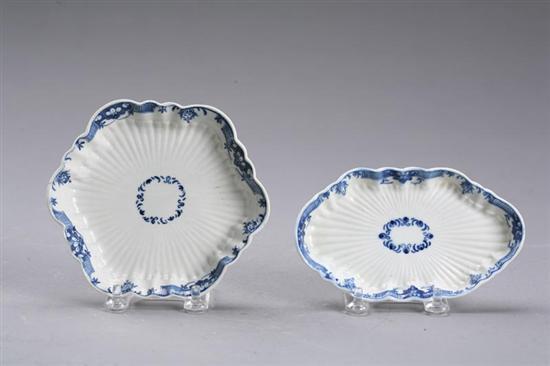 Appraisal: PAIR OF RIBBED DISHES Probably Dr Wall or Caughley English