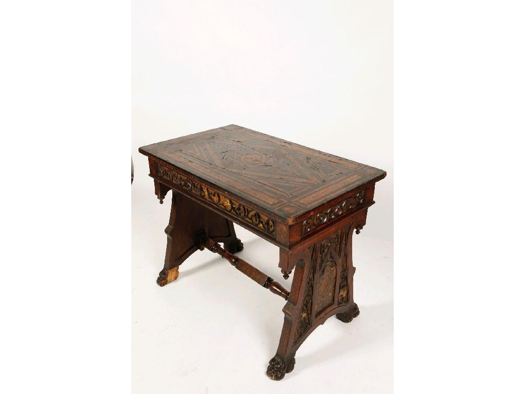 Appraisal: AN ITALIAN WALNUT AND INTARSIA CENTRE TABLE the rectangular top