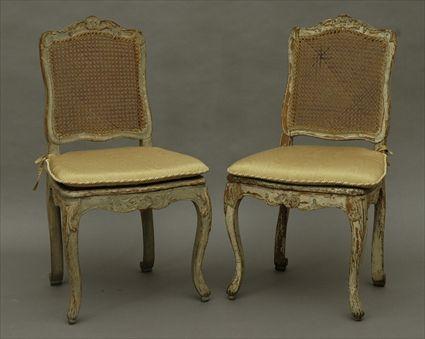 Appraisal: Pair of Louis XV-Style Painted Side Chairs x x in