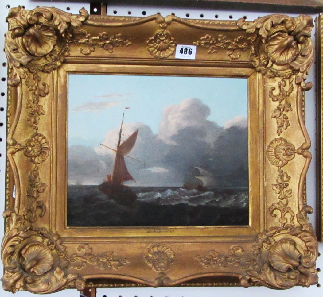 Appraisal: Manner of Backhuysen Vessels in full sail oil on panel