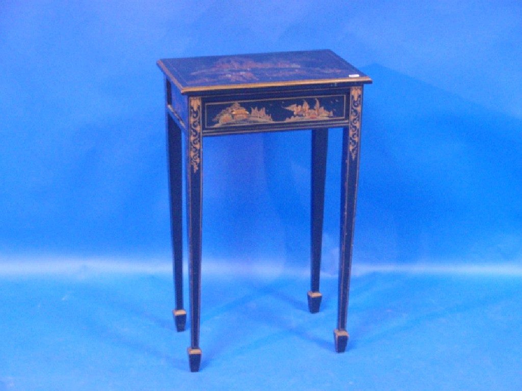 Appraisal: A late Victorian black lacquered rectangular stand with gilt painted