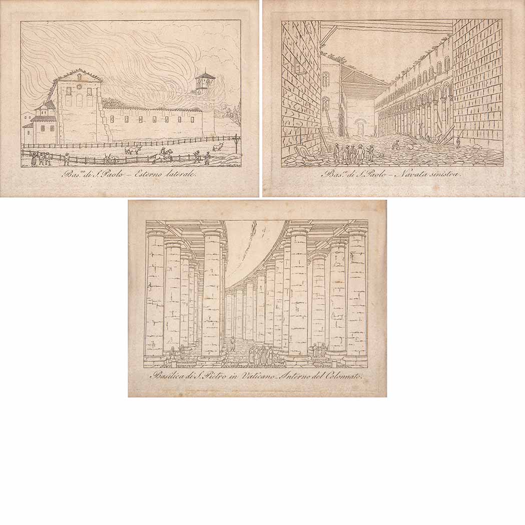 Appraisal: Artist Unknown BASILICA VIEWS Three engravings Sight of each sheet