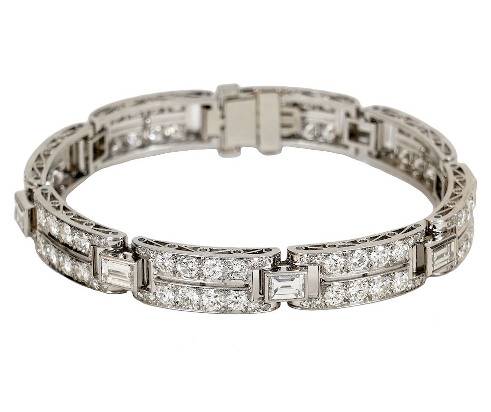 Appraisal: Platinum and K Gold Diamond Bracelet Platinum and K white