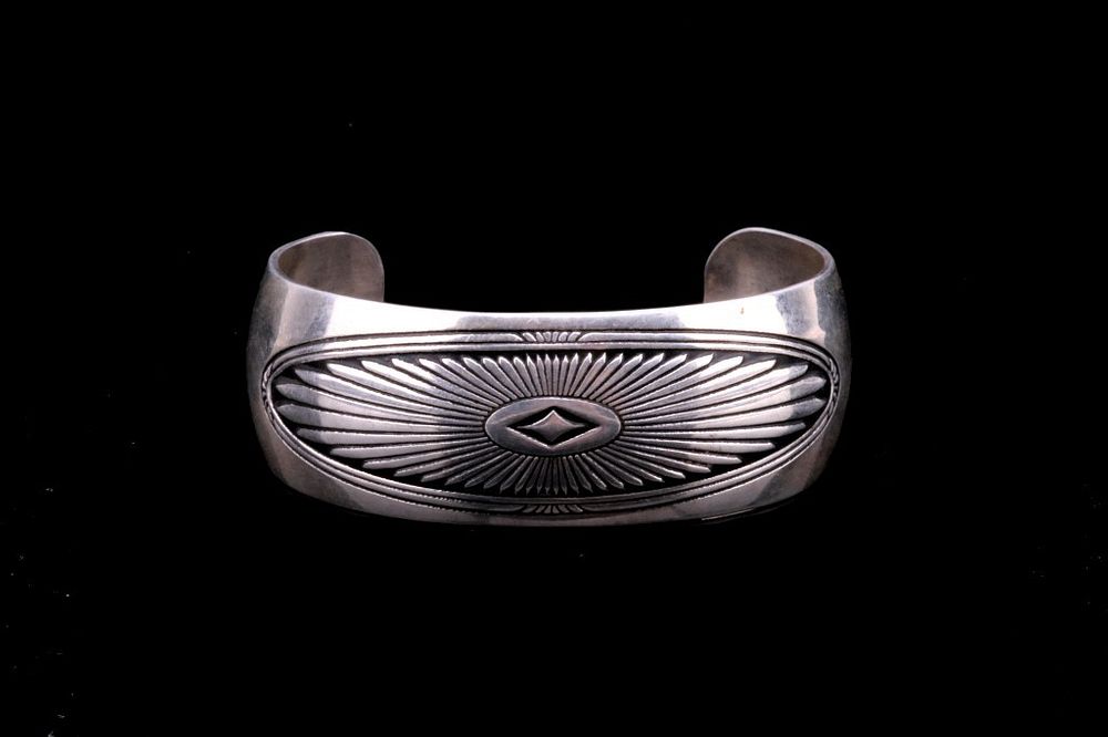 Appraisal: Navajo B Webb Sterling Silver Diamond Eye Bracelet For your