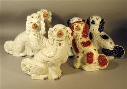 Appraisal: Group of seven Staffordshire King Charles spaniels th century Comprising