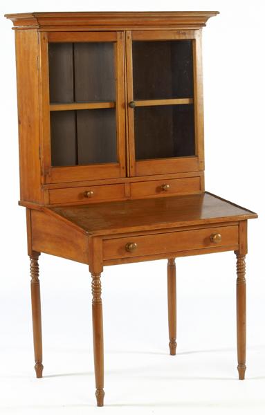 Appraisal: COUNTRY PINE SECRETARY One piece desk with bookcase top x