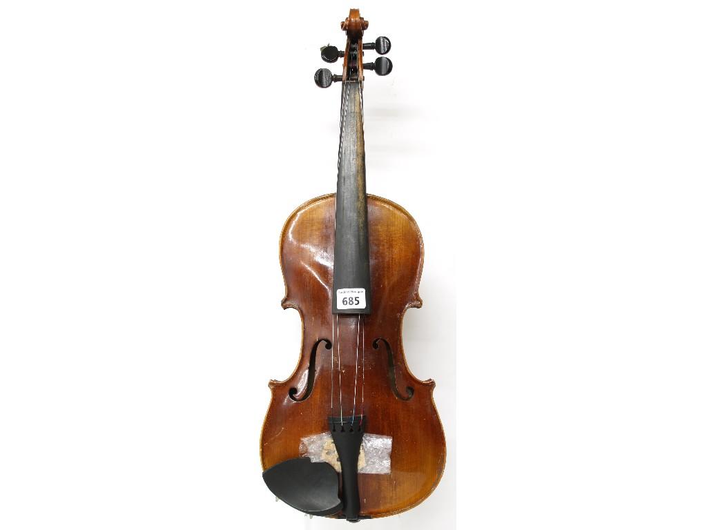 Appraisal: Early th century German Stradivari copy violin cm