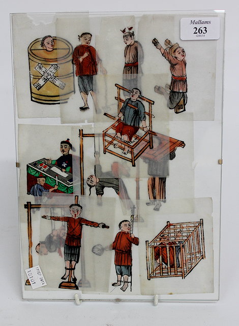 Appraisal: TWELVE SMALL CHINESE RICE PAPER PICTURES depicting torture techniques each