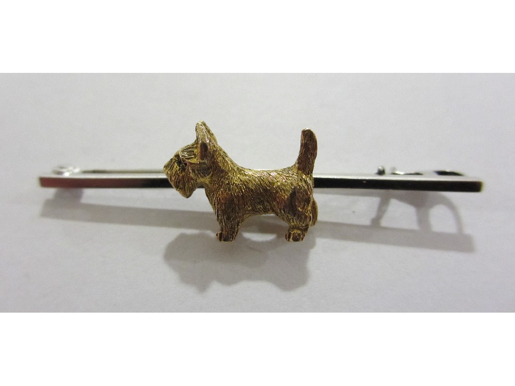 Appraisal: Nine carat bi colour gold Scottie dog bar brooch