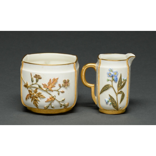 Appraisal: A Royal Worcester cream jug and sugar bowl two of