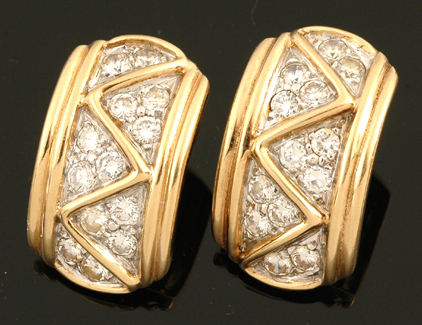 Appraisal: PAIR CT GOLD AND CUBIC ZIRCONIA EARRINGS