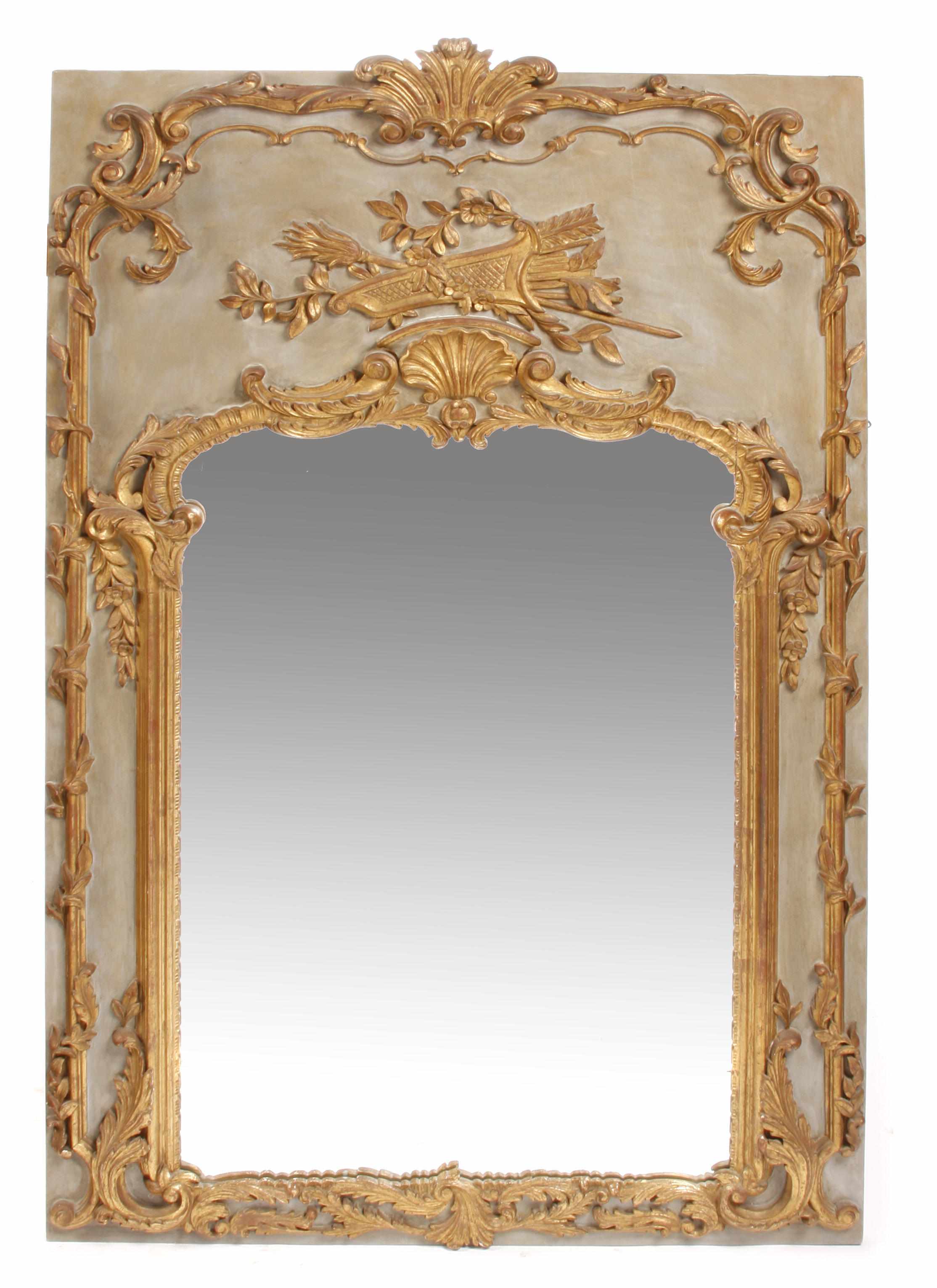 Appraisal: A Louis XV style parcel gilt paint decorated boiserie mirror