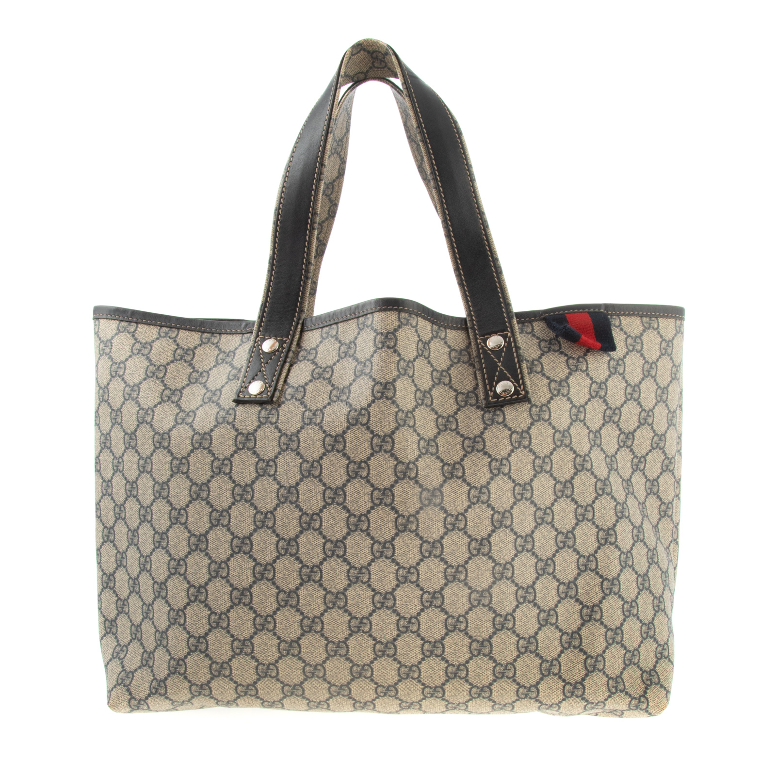 Appraisal: A GUCCI LARGE WEB LOOP TOTE A navy and beige