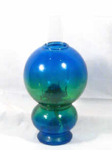 Appraisal: A blue glass oil lamp