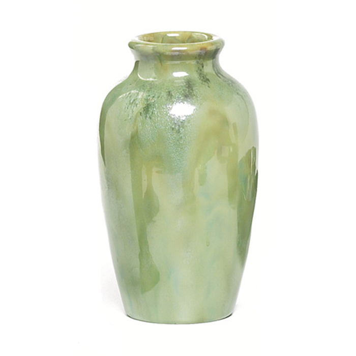 Appraisal: Fulper yuml vase large form covered with a green and