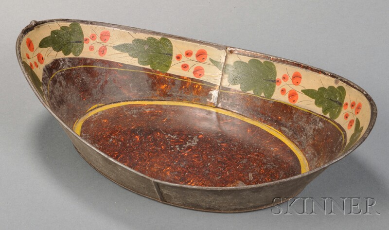 Appraisal: Painted Tinware Bread Basket possibly the Upson Shop Marion Southington