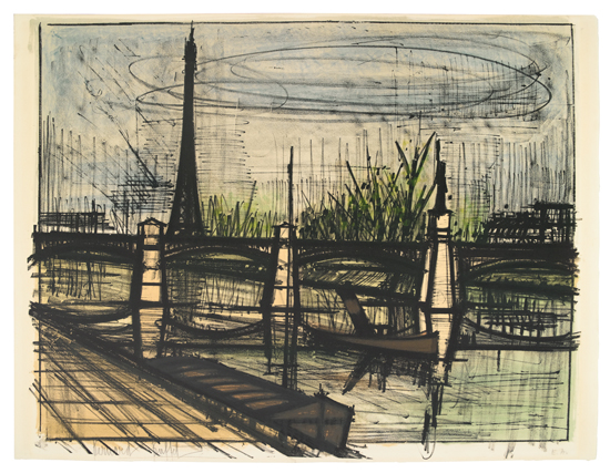 Appraisal: BERNARD BUFFET Paris Pont-du-Jour Color lithograph x mm x inches