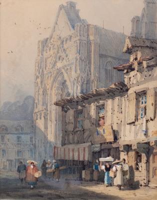 Appraisal: Follower of Samuel Prout French Cathedral and Buildings watercolour cm